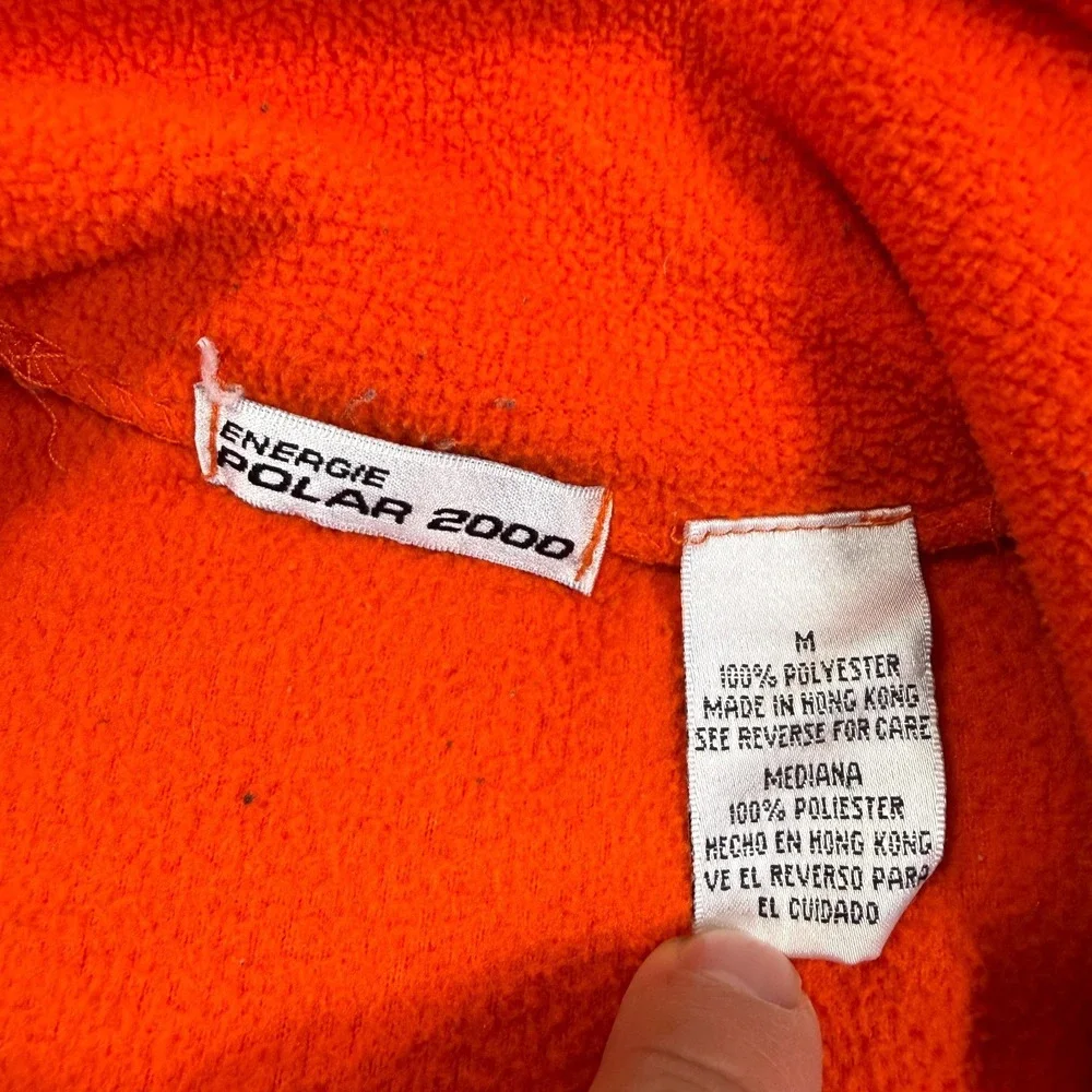 Energie Fleece Jacket‎ Womens Medium Orange Polar 2000 Butterfly Patch Full Zip